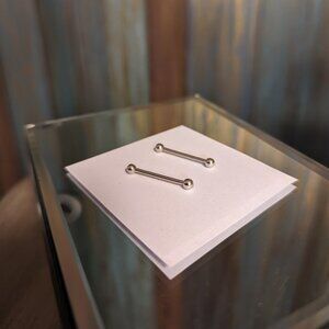 Two 16 gauge 14K White Gold Straight Barbells Internal Threading with Screwball